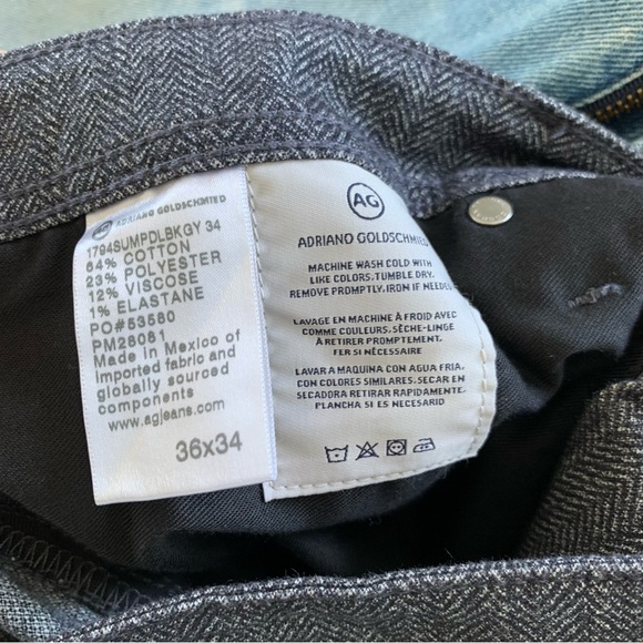 AG Everett 5 Pocket Pants Slim Straight Leg Herringbone Trouser Jeans 36 x 34 - Picture 6 of 7